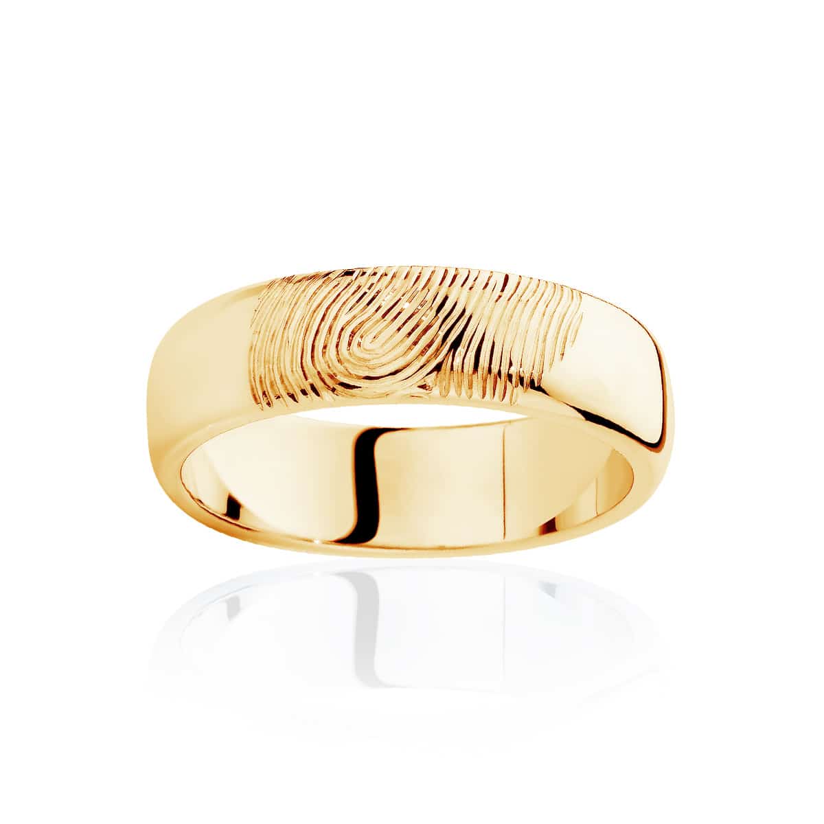 Mens Yellow Gold Wedding Ring|Fingerprint