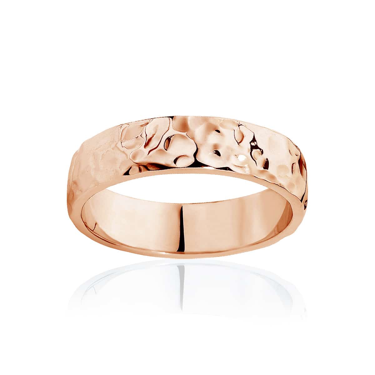 Mens Rose Gold Wedding Ring|Hammertone