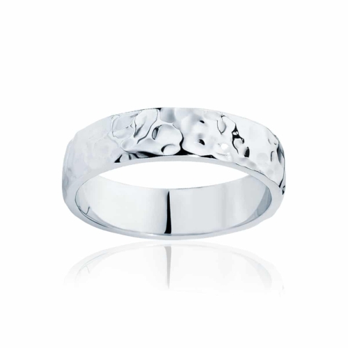 Mens White Gold Wedding Ring|Hammertone