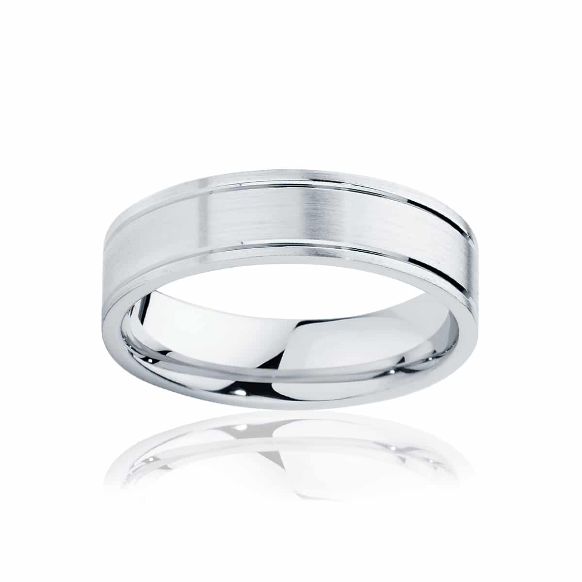 Mens White Gold Wedding Ring|Huxley Matte