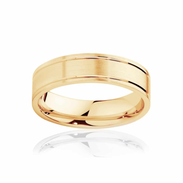 Mens Yellow Gold Wedding Ring|Huxley Matte