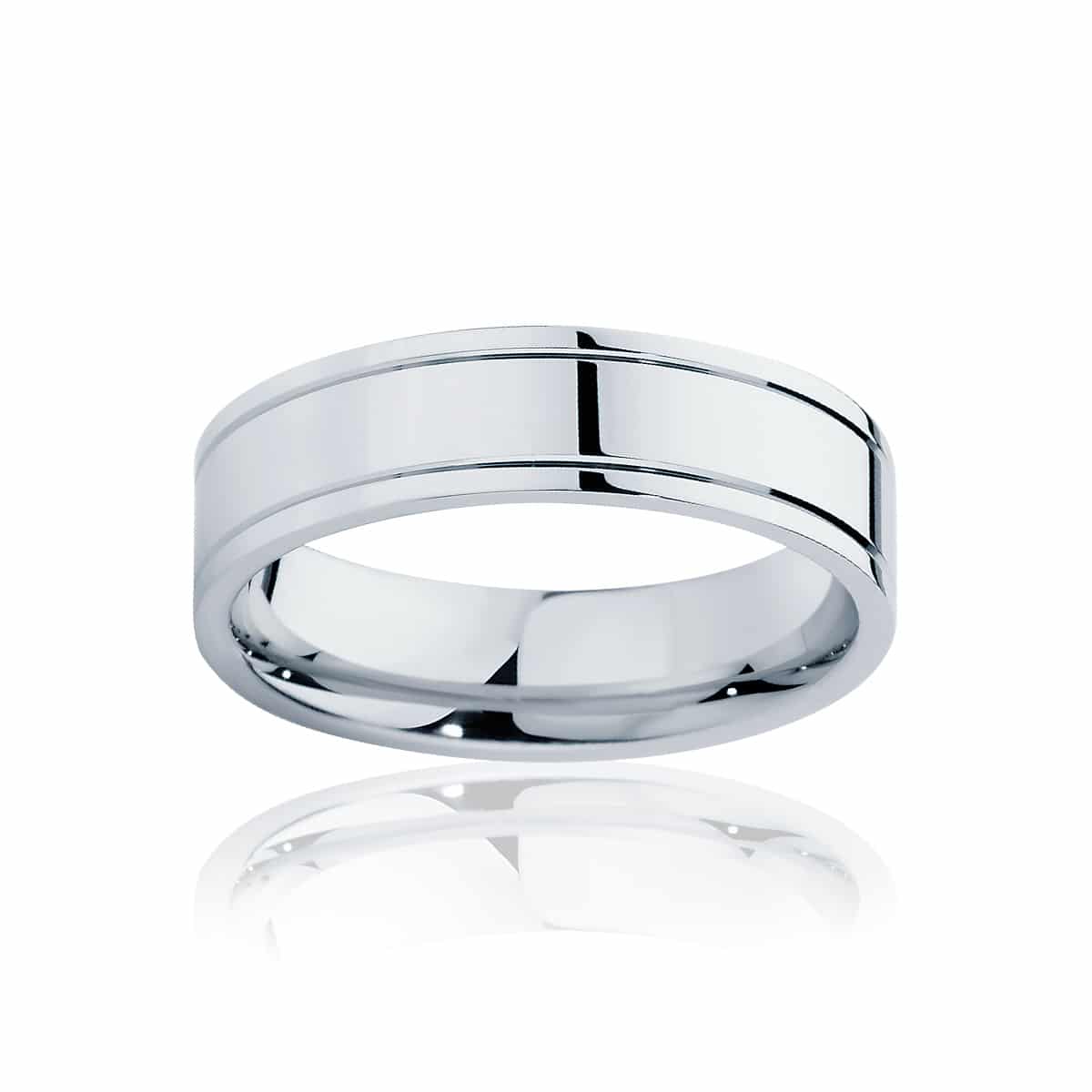 Mens White Gold Wedding Ring|Huxley