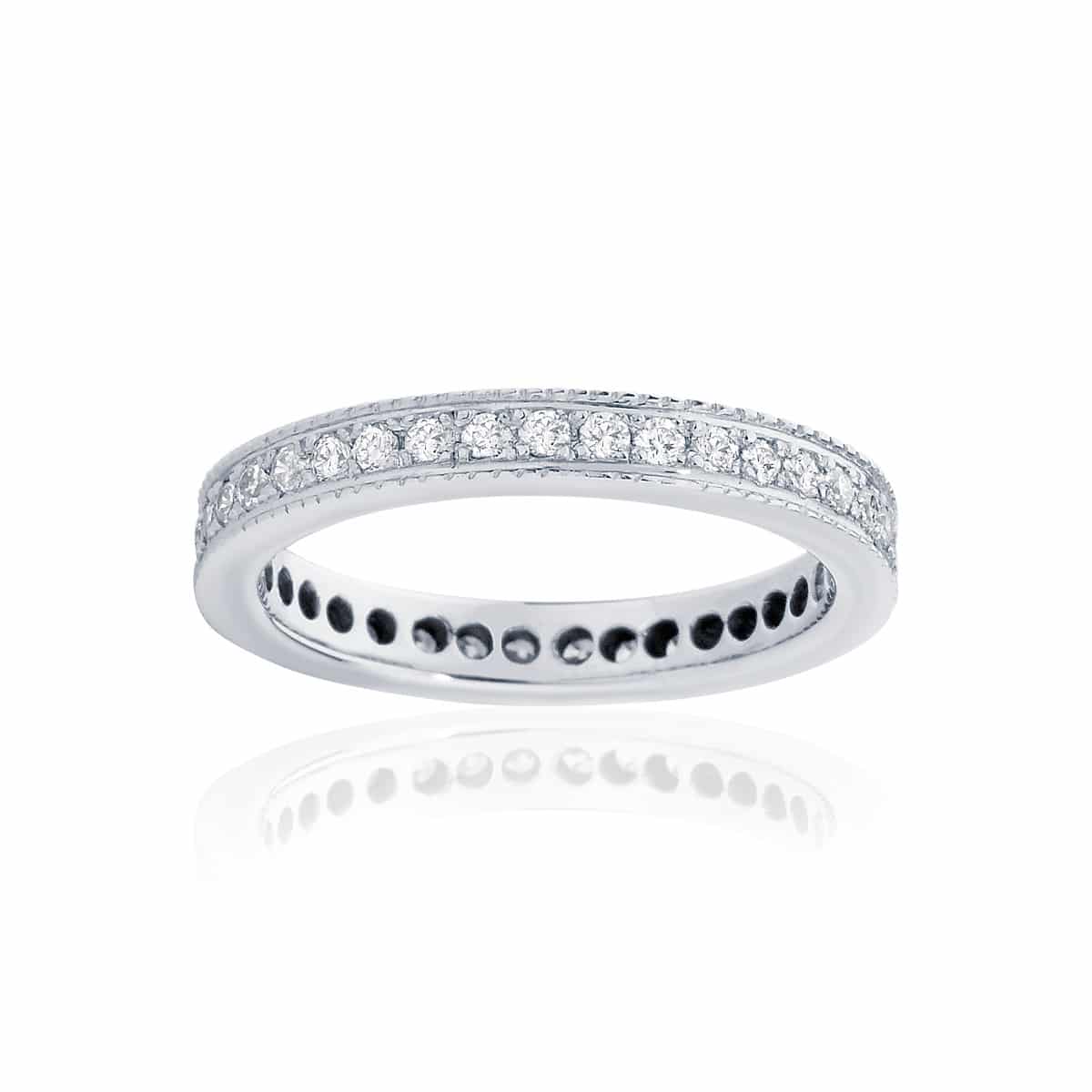 Womens White Gold Wedding Ring|Infinity Millgrain