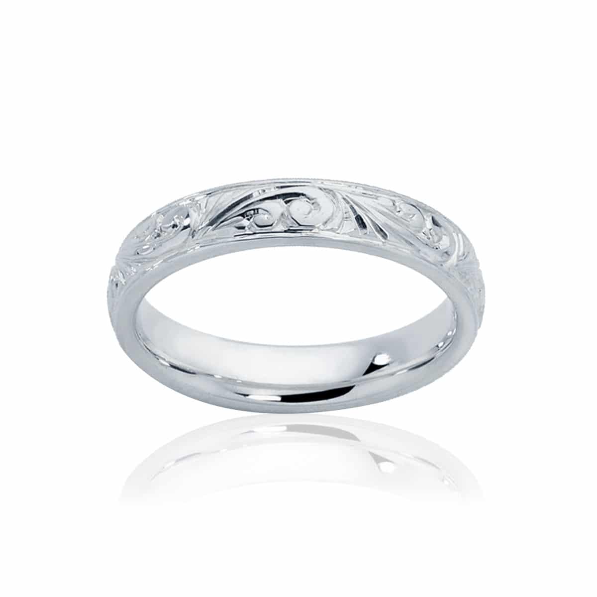 Womens Vintage Platinum Wedding Ring|Inscription