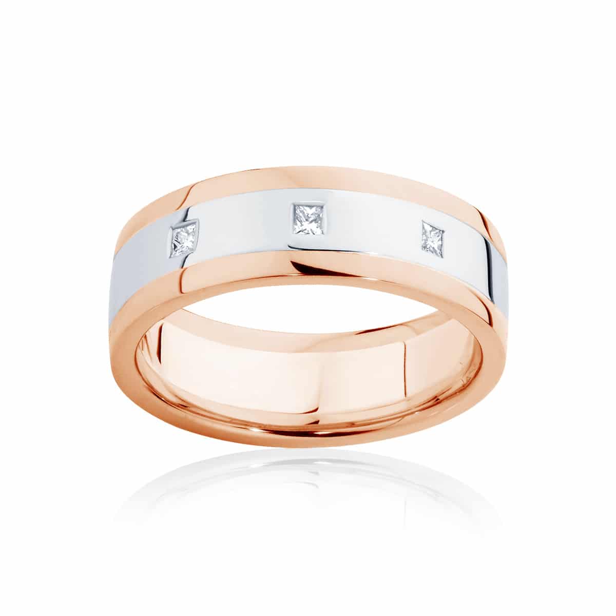 Mens Two Tone Rose Gold Wedding Ring|Langdon