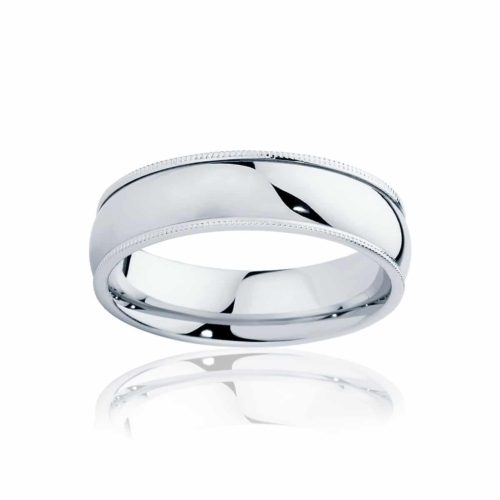 Mens Classic Vintage Platinum Wedding Ring|Millgrain