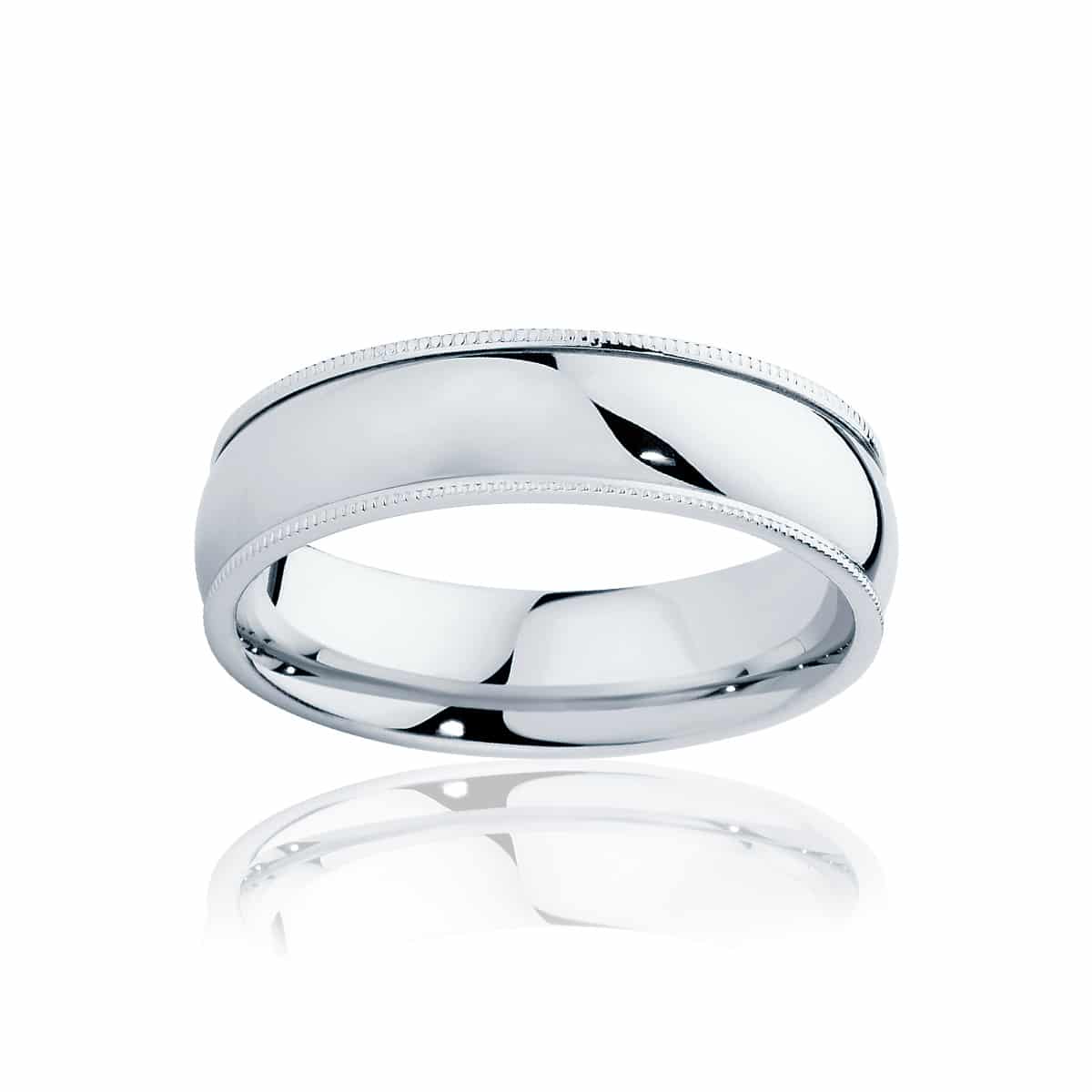 Mens Classic Vintage Platinum Wedding Ring|Millgrain