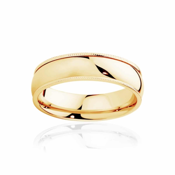 Mens Classic Vintage Yellow Gold Wedding Ring|Millgrain