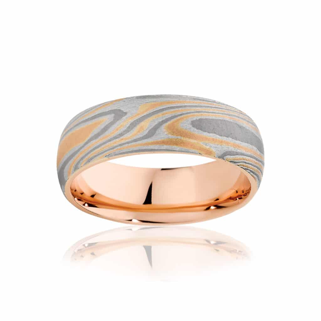 Mens Mokume Rose Gold Wedding Ring Mokume Jupiter