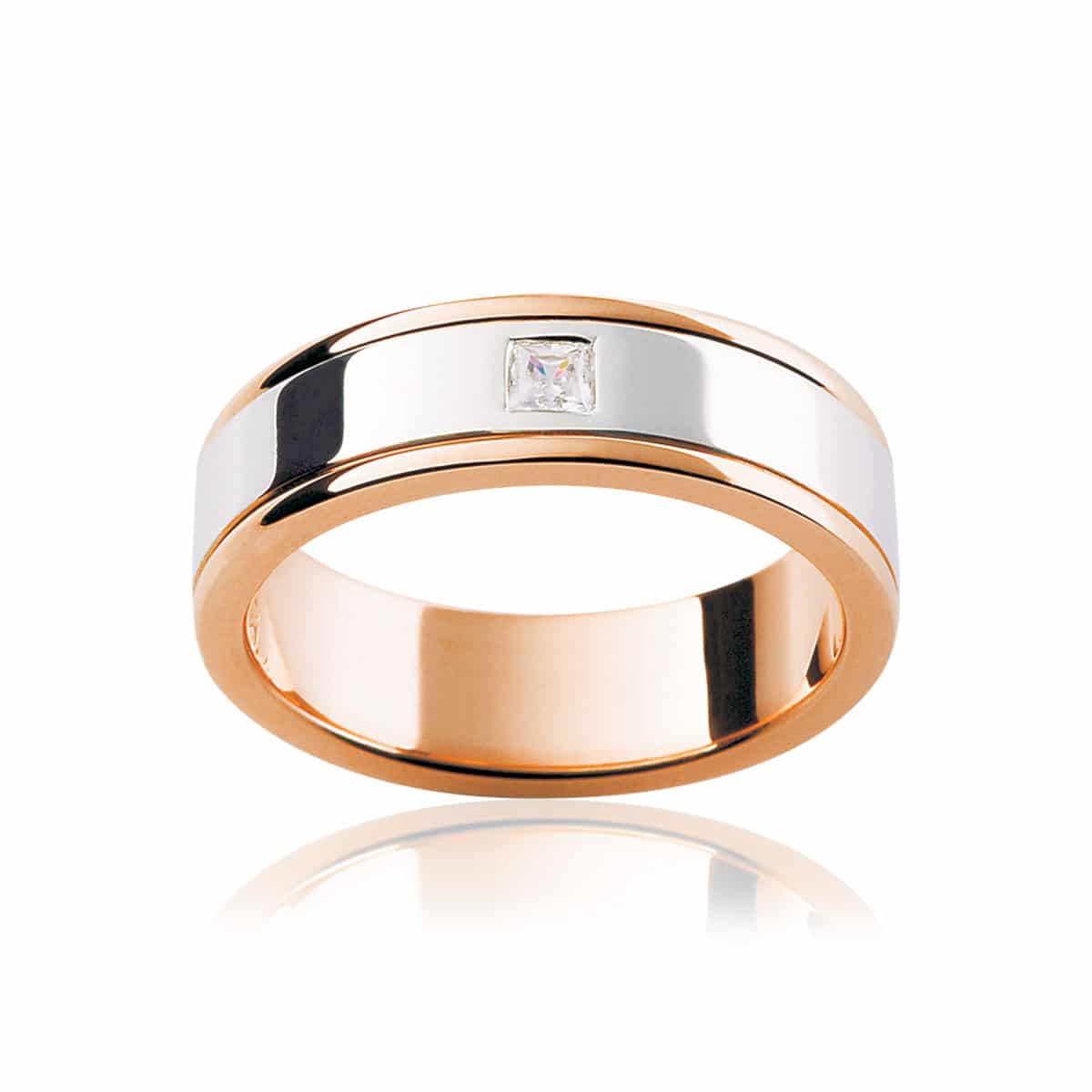 Mens Two Tone Rose Gold Wedding Ring|Oberon