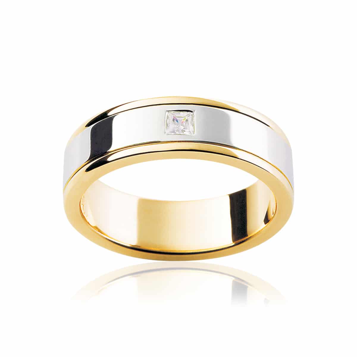 Mens Two Tone Yellow Gold Wedding Ring|Oberon