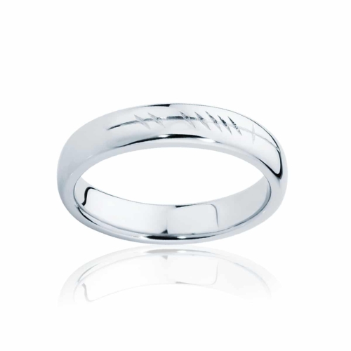 Mens White Gold Wedding Ring|Ogham