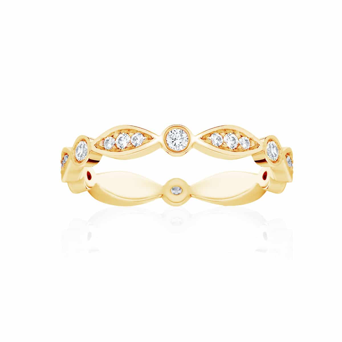 Womens Vintage Yellow Gold Wedding Ring|Stella Brilliant