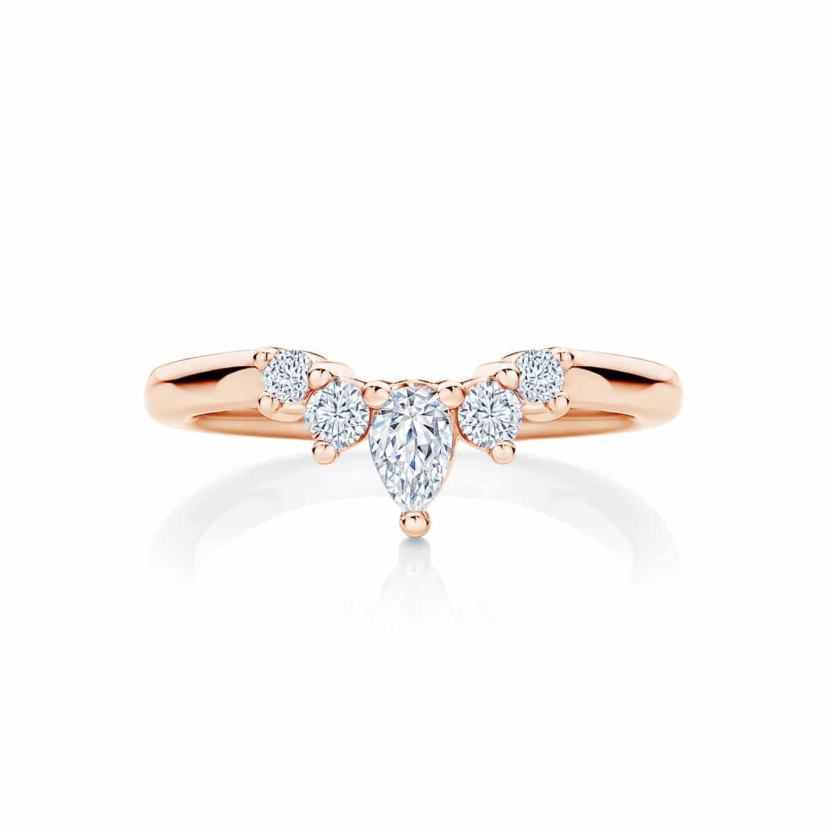 Womens Contoured Rose Gold Wedding Ring|Tiara