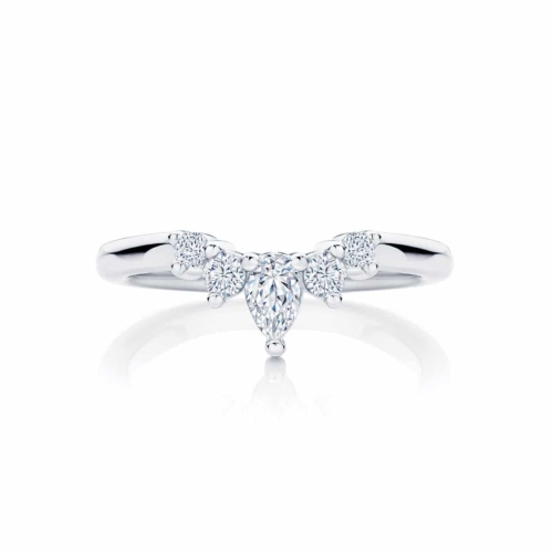 Womens Contoured White Gold Wedding Ring Tiara