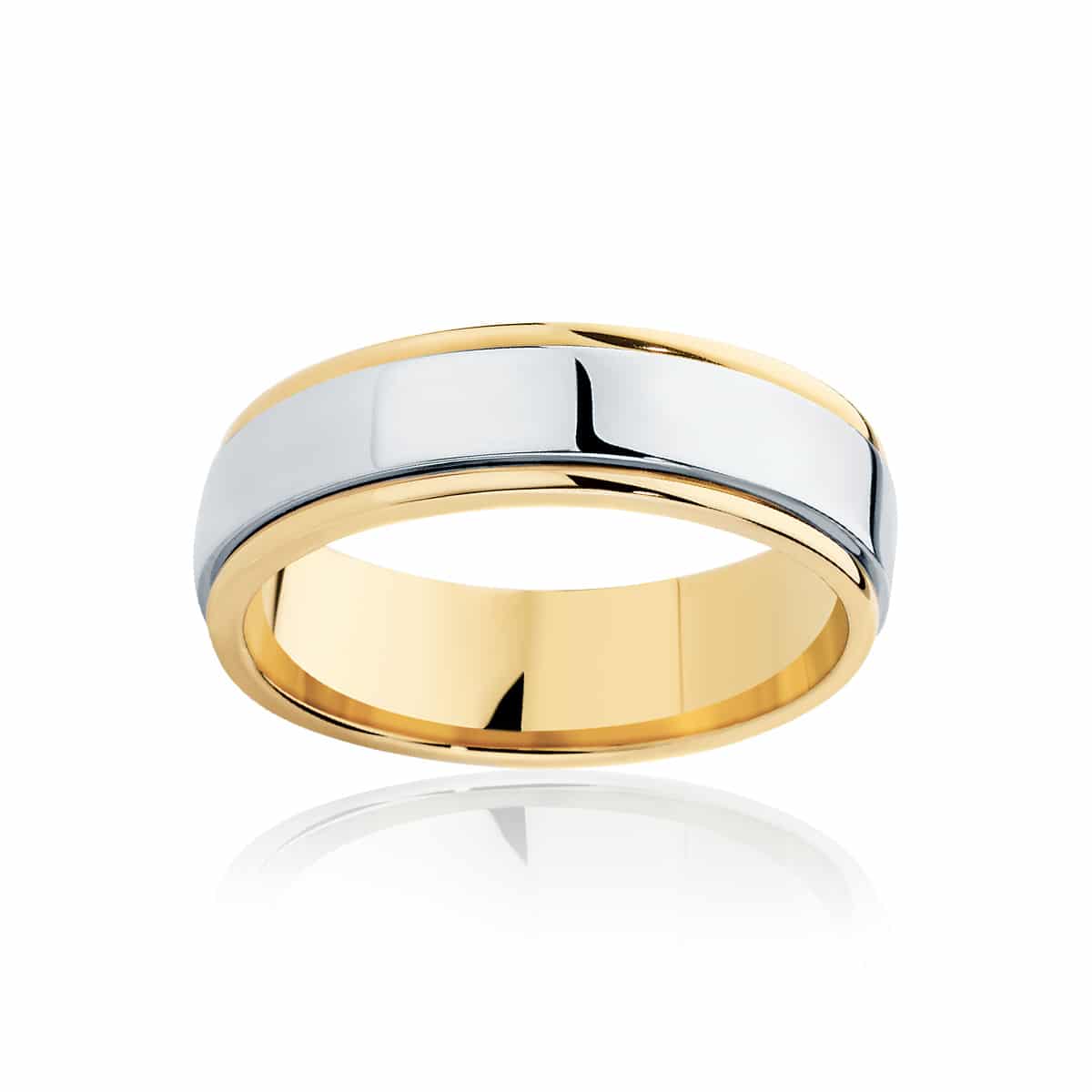 Mens Two Tone Yellow Gold Wedding Ring|Union