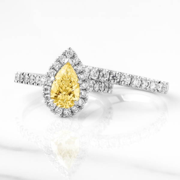 Pear Shaped Yellow Diamond Engagement Ring