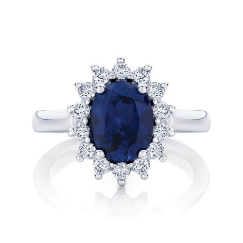 Oval Halo Sapphire Ring White Gold | Aquarius