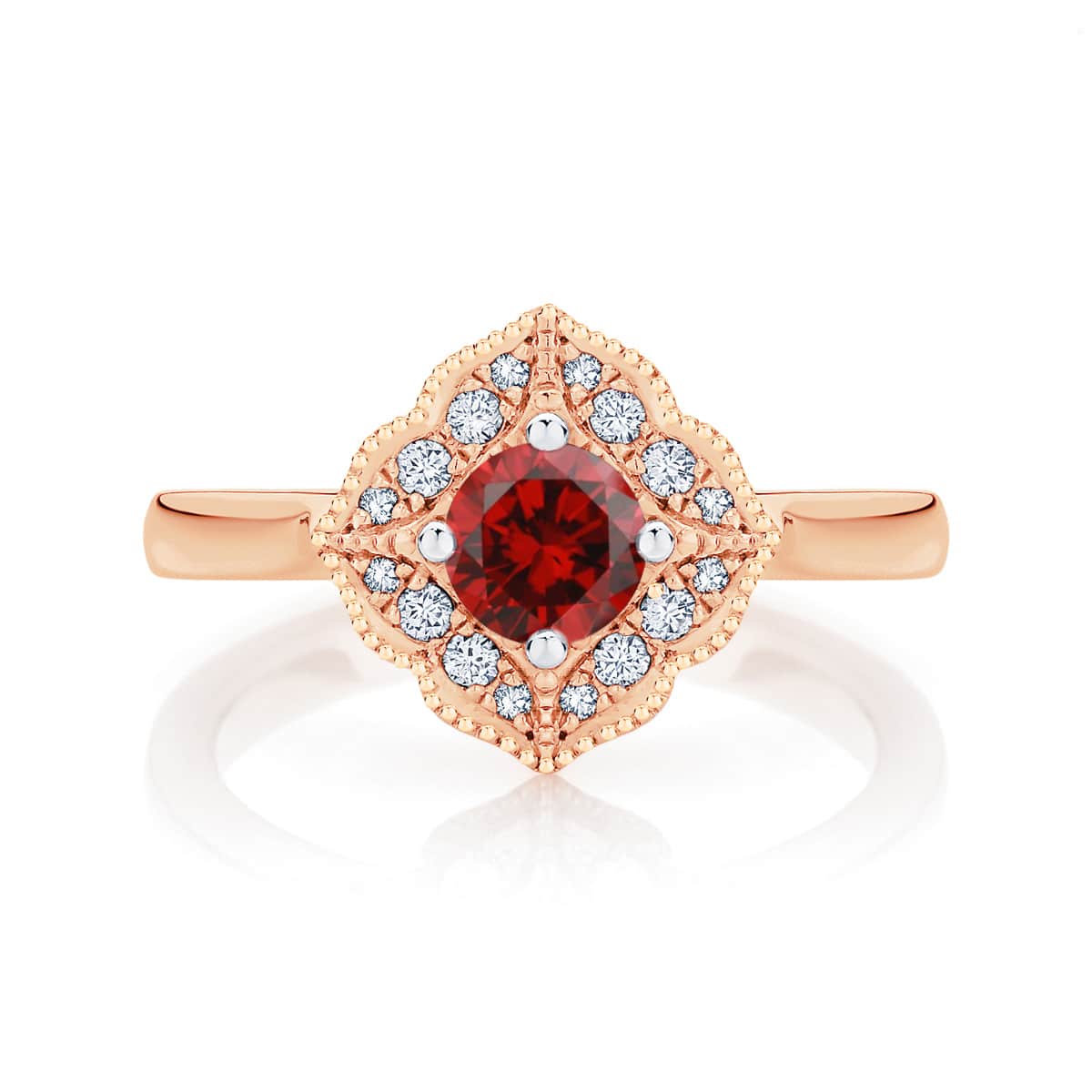 Round Ruby Dress Ring Rose Gold | Arabesque Cerise