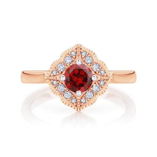Round Ruby Engagement Ring Rose Gold | Arabesque Cerise