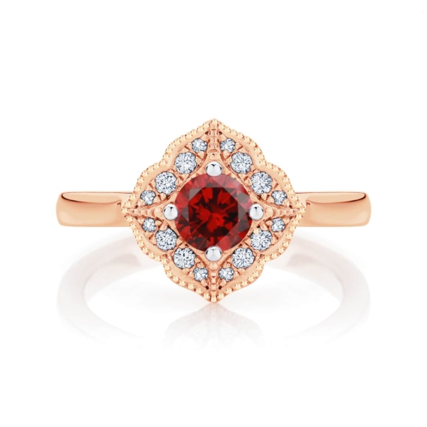 Round Ruby Engagement Ring Rose Gold | Arabesque Cerise