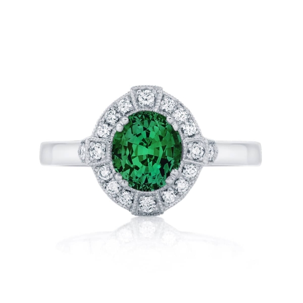 Oval Halo Engagement Ring Platinum | Belle Botanica
