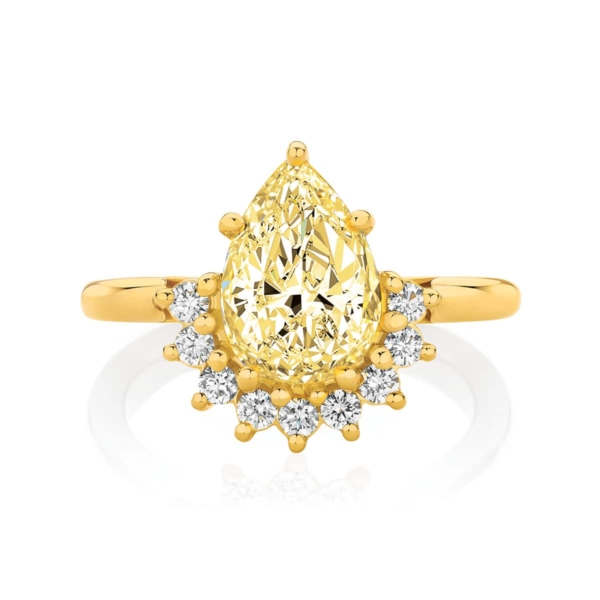 Pear Halo Dress Ring Yellow Gold | Celestial (Fancy Yellow)