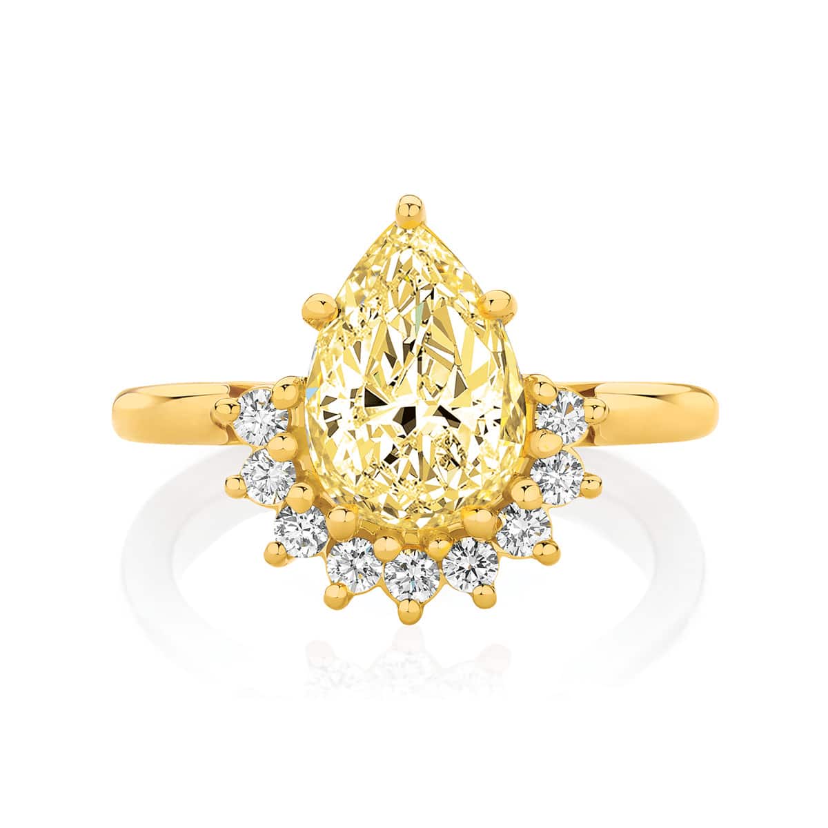 Pear Halo Dress Ring Yellow Gold | Celestial (Fancy Yellow)