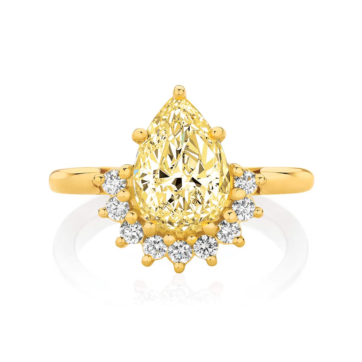 Pear Halo Dress Ring Yellow Gold | Celestial (Fancy Yellow)