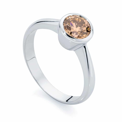 Round Solitaire Dress Ring Platinum | Champagne