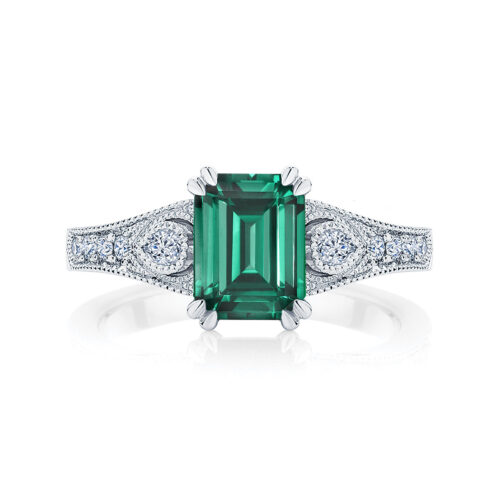 Emerald Side Stones Dress Ring Platinum | Eve