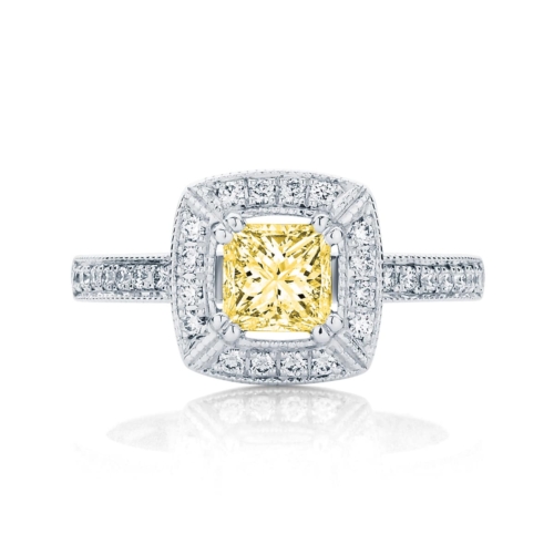 Princess Halo Dress Ring Platinum | Honour (Fancy Yellow)