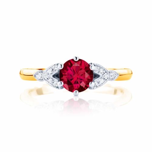 Round Ruby Dress Ring Yellow Gold | Morning Star Cerise