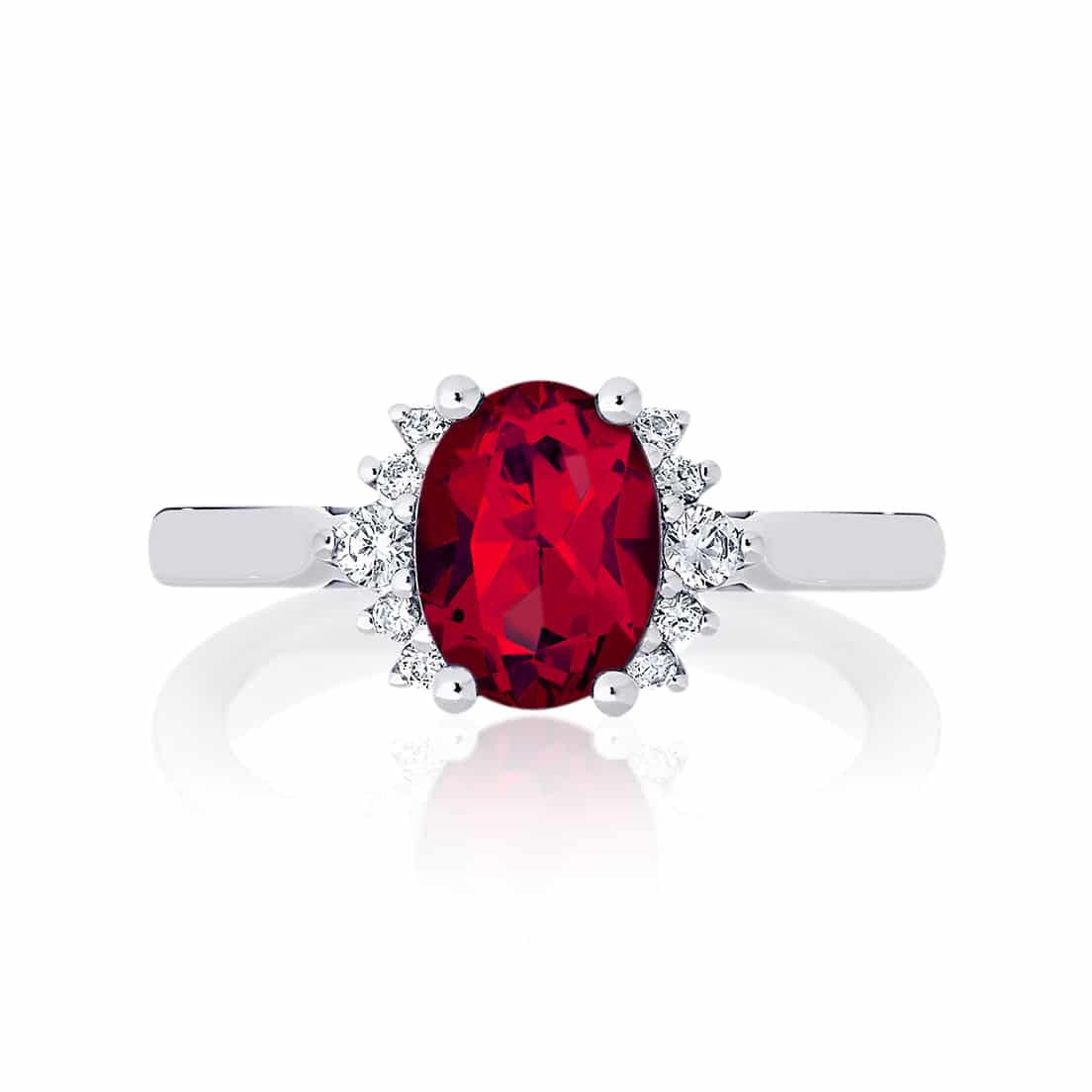 Ruby Side Stones Engagement Ring Platinum | Nouvelle Lune Cerise