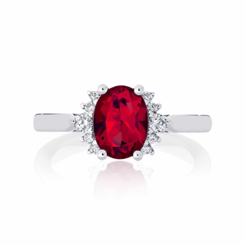 Ruby Side Stones Dress Ring White Gold | Nouvelle Lune Cerise
