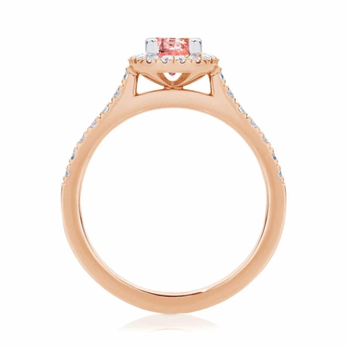 Oval Halo Dress Ring Rose Gold | Peach Rosetta