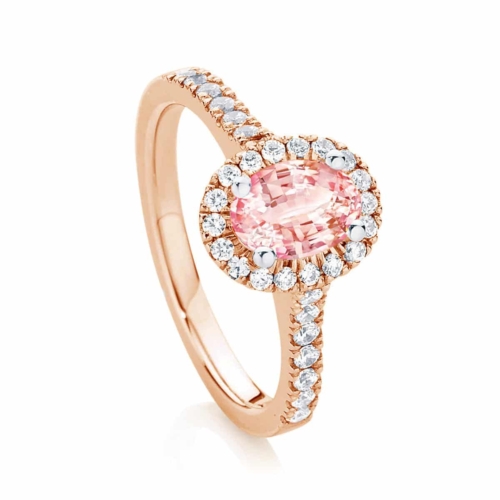 Oval Halo Dress Ring Rose Gold | Peach Rosetta