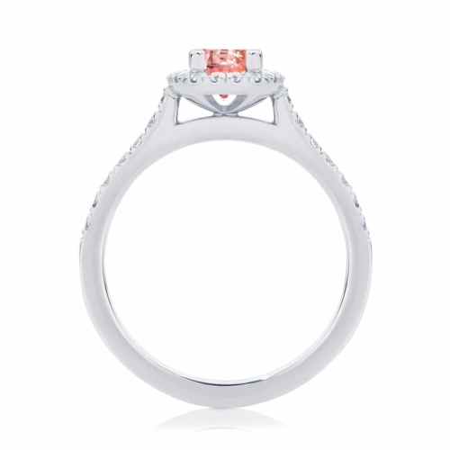 Oval Halo Dress Ring White Gold | Peach Rosetta