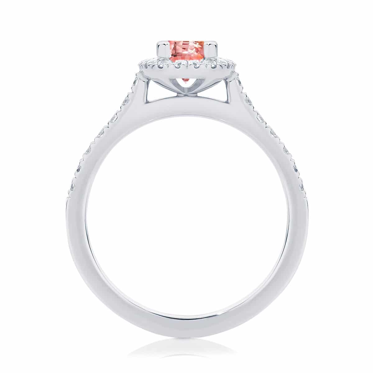 Oval Halo Dress Ring White Gold | Peach Rosetta