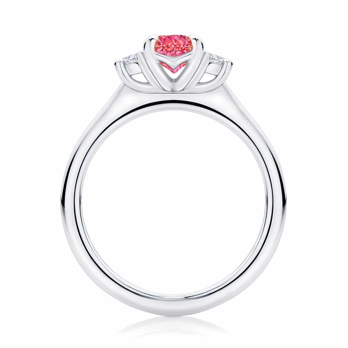 Oval Three Stone Dress Ring White Gold | Rose Trio