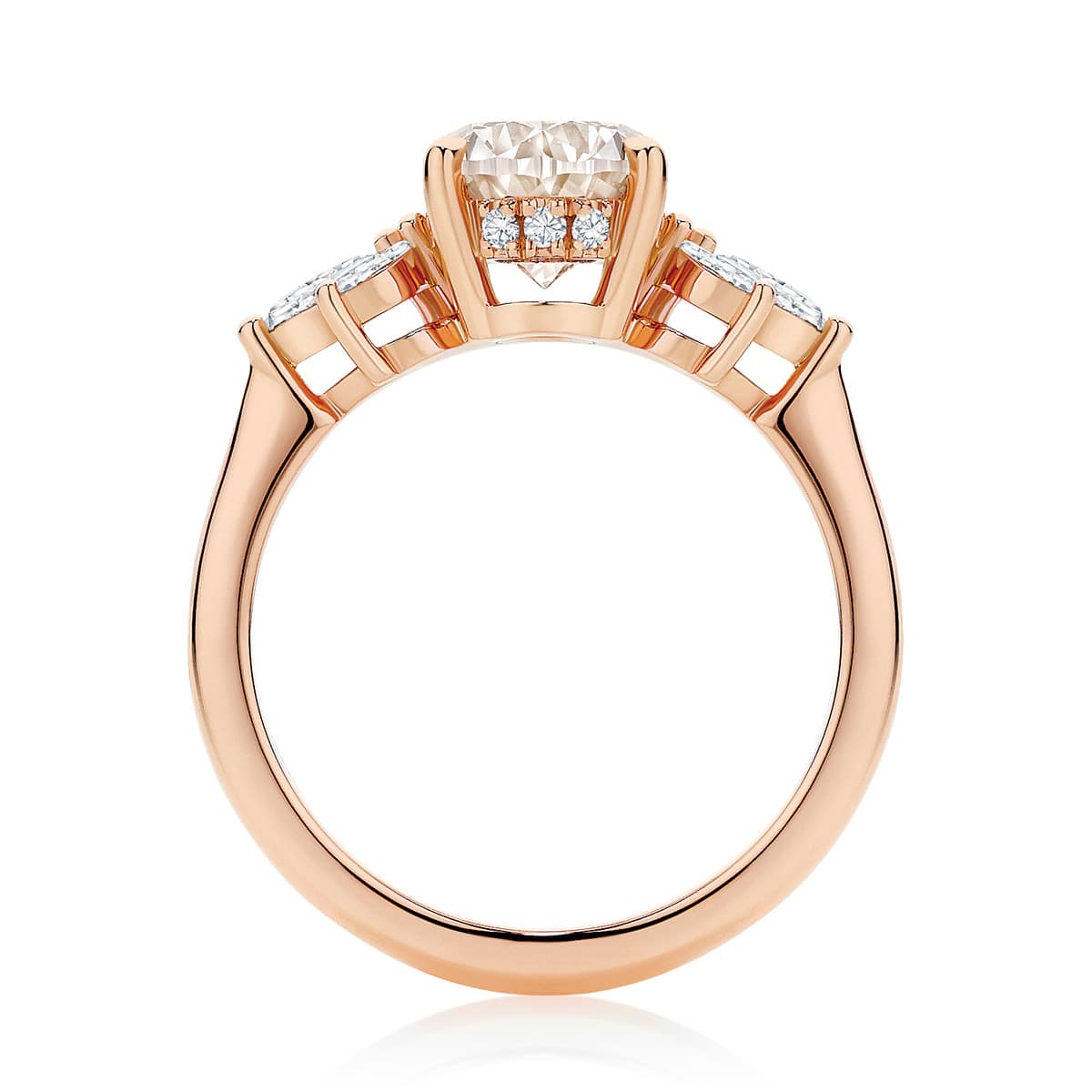 Champagne Diamond Dress Ring Rose Gold | Lyra Champagne