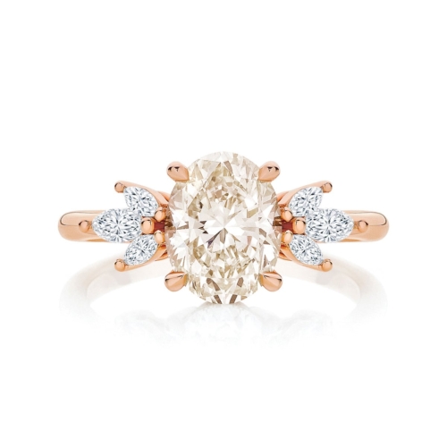 Champagne Diamond Dress Ring Rose Gold | Lyra Champagne