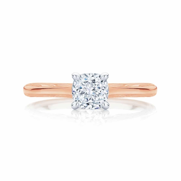 Cushion Cut Diamond Engagement Ring Rose Gold | Turin