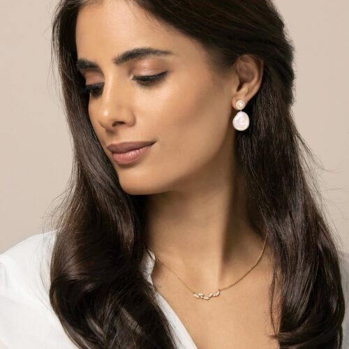 Classic Pearl Studs with Halo and Riku Drop