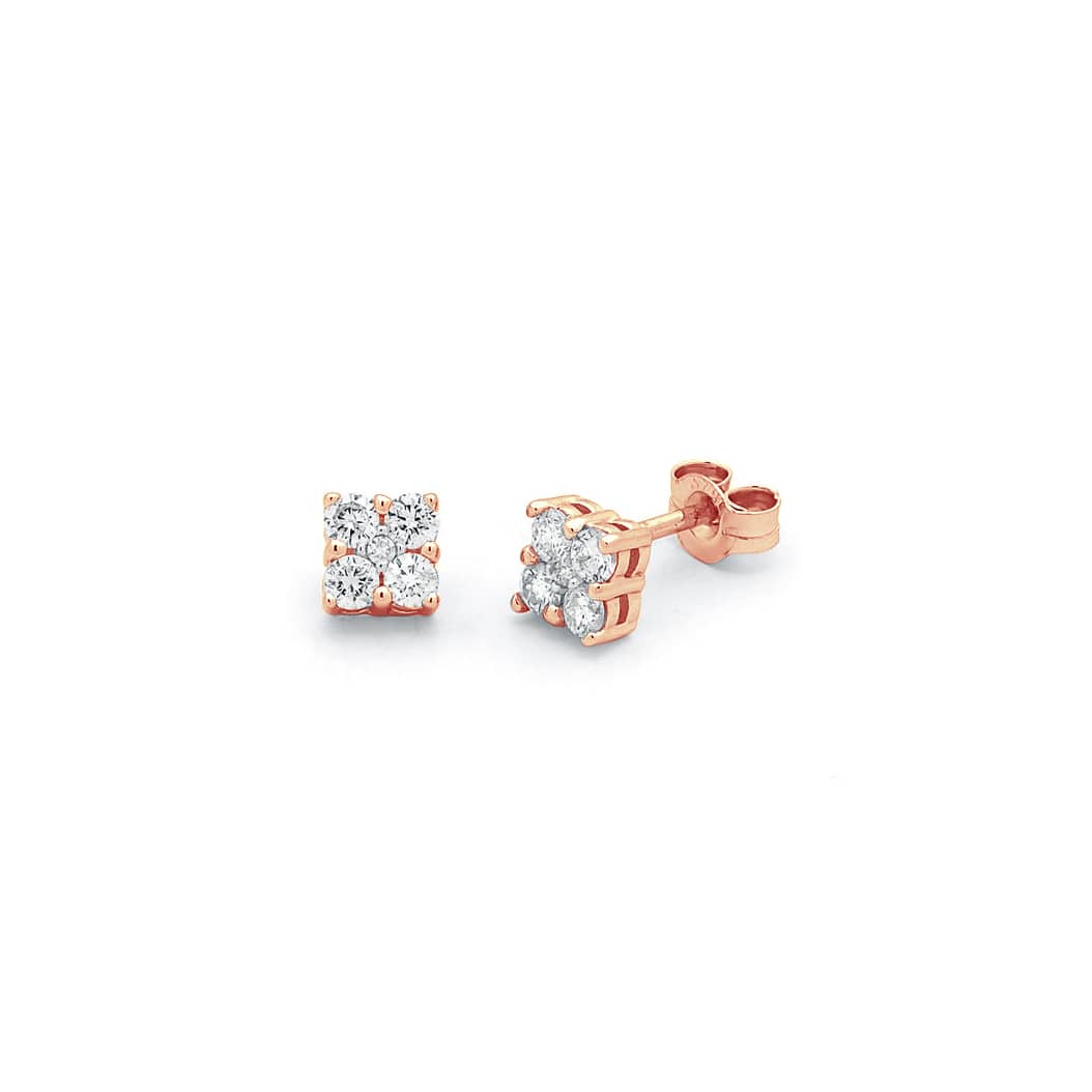 Diamond Cluster Stud Earrings