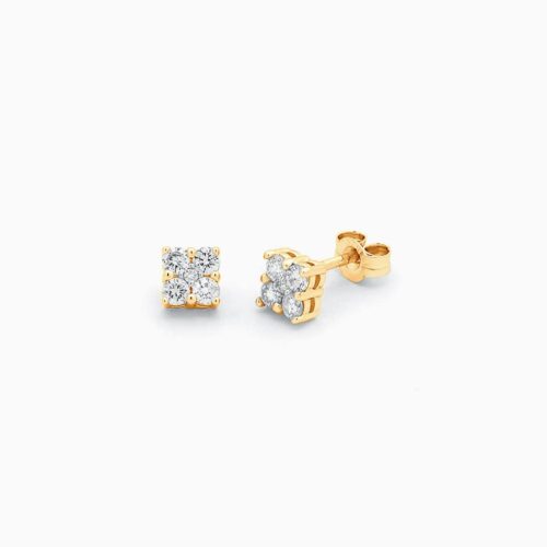 Diamond Cluster Stud Earrings