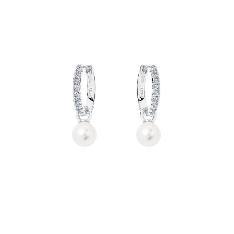 Diamond Hoop with Akoya Drop
