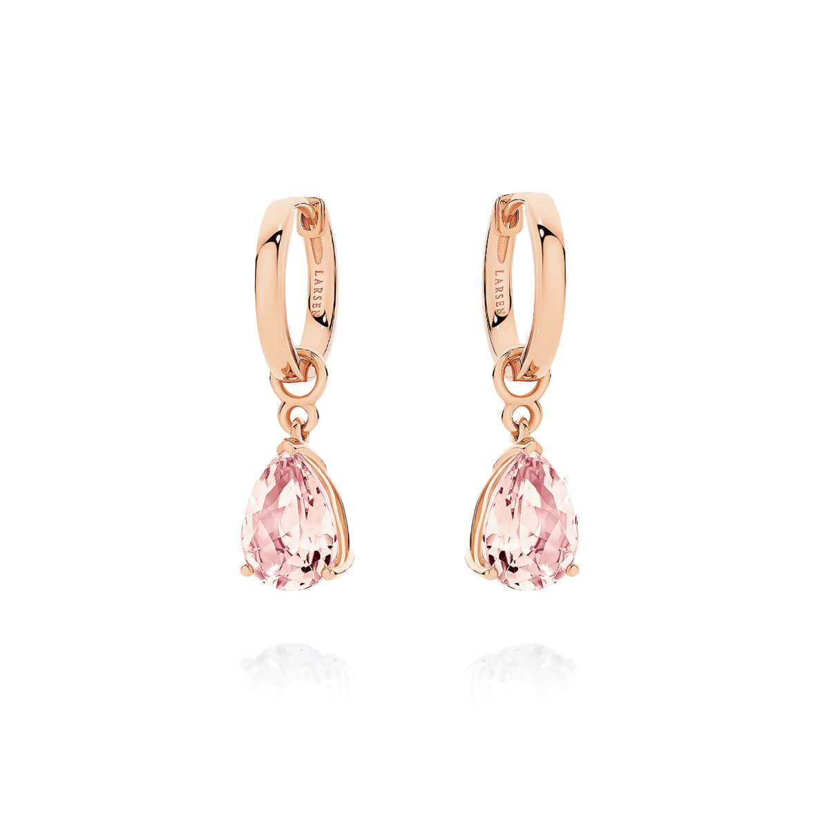 Gold Hoop with Pear Blush Drop_RG_Morganite