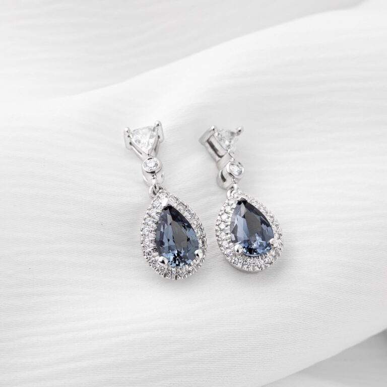 Spinel Pear & Diamond Earrings