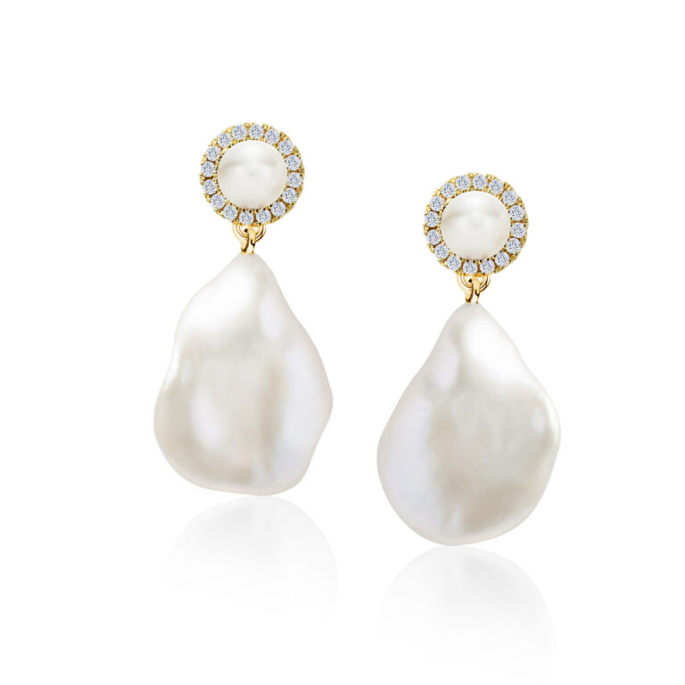 Modern Pearl and Diamond Drop  Linneys Jewellery